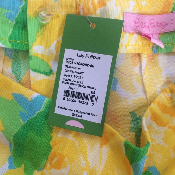 Lilly Pulitzer 5" Deenie Yellow Shorts NWT 00 - Picture 4 of 4